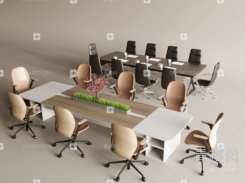 会议桌椅3D模型下载【ID:2069482】
