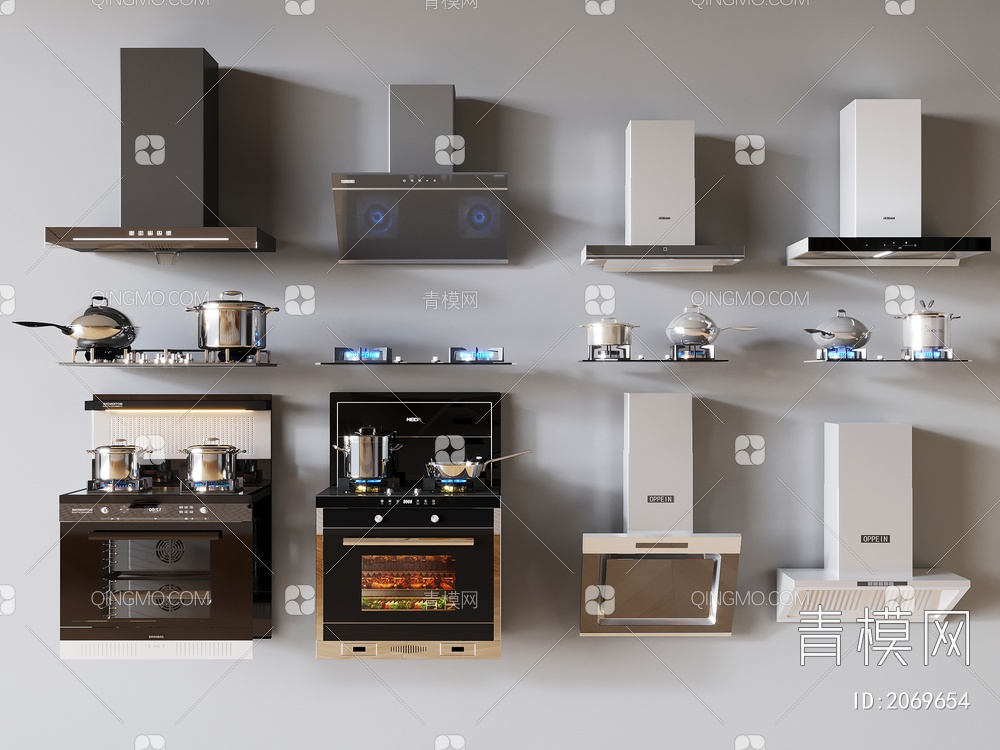油烟机灶具，烤箱，集成灶3D模型下载【ID:2069654】
