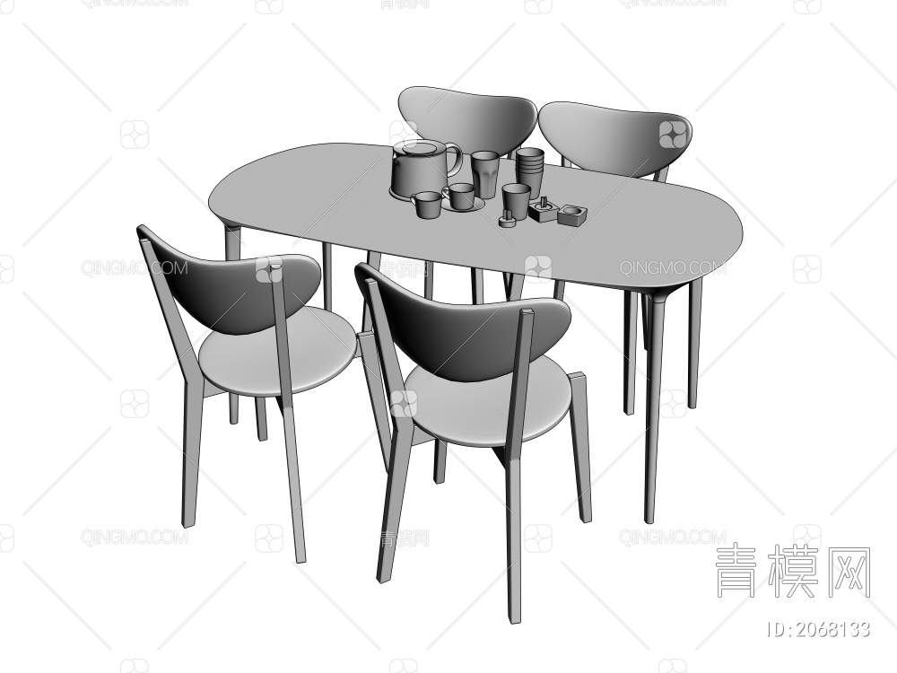 餐桌椅组合3D模型下载【ID:2068133】