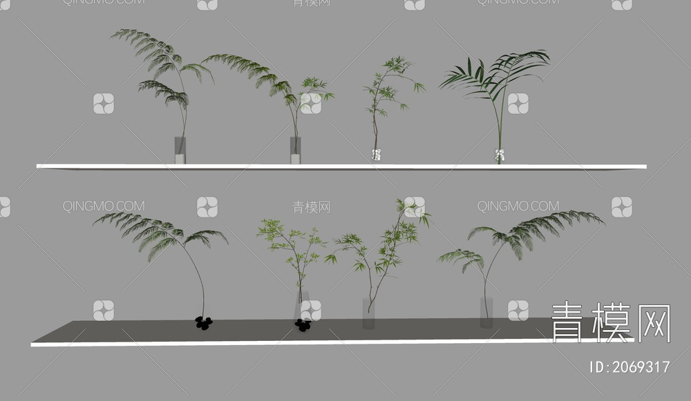 水生植物，植物摆件SU模型下载【ID:2069317】