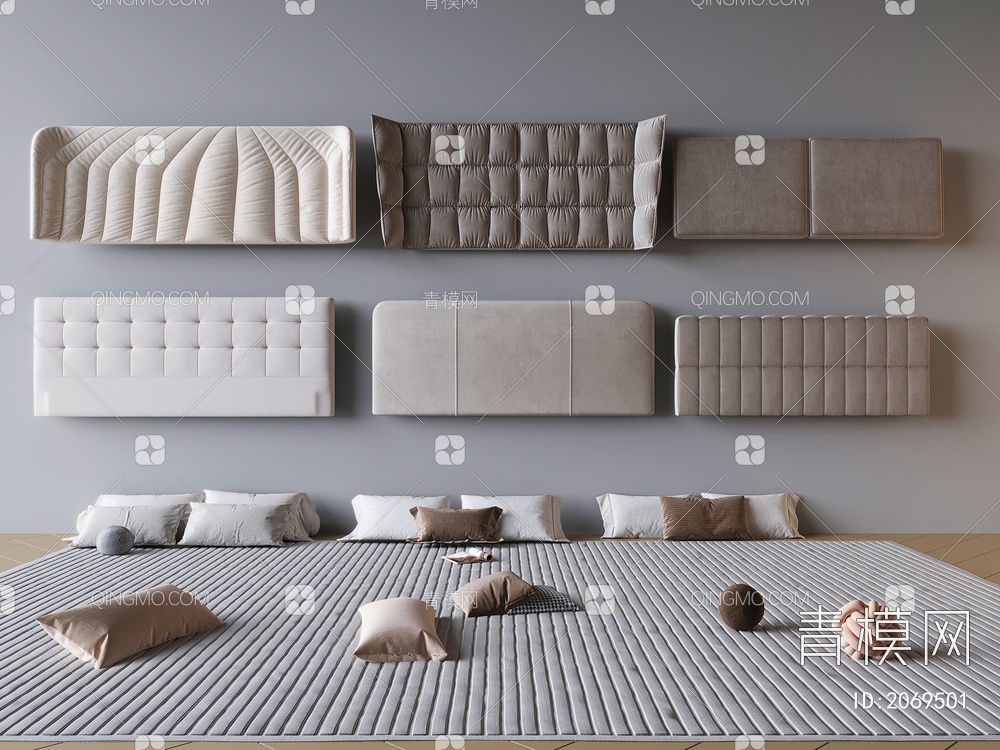 床头，床头床品3D模型下载【ID:2069501】