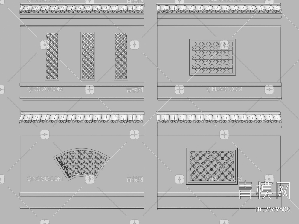 古建筑镂空窗，花窗3D模型下载【ID:2069608】