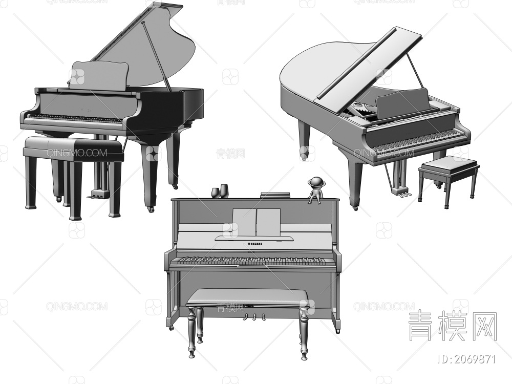 钢琴3D模型下载【ID:2069871】