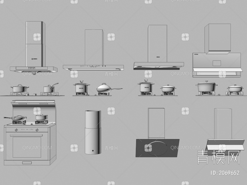 油烟机灶具，烤箱3D模型下载【ID:2069652】