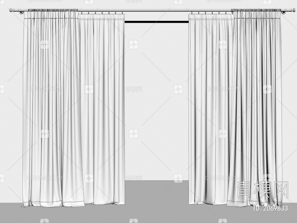 素色窗帘 窗纱3D模型下载【ID:2069833】