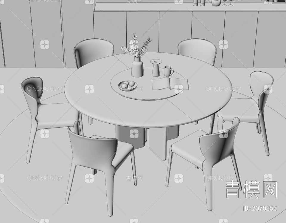 餐桌椅组合3D模型下载【ID:2070355】