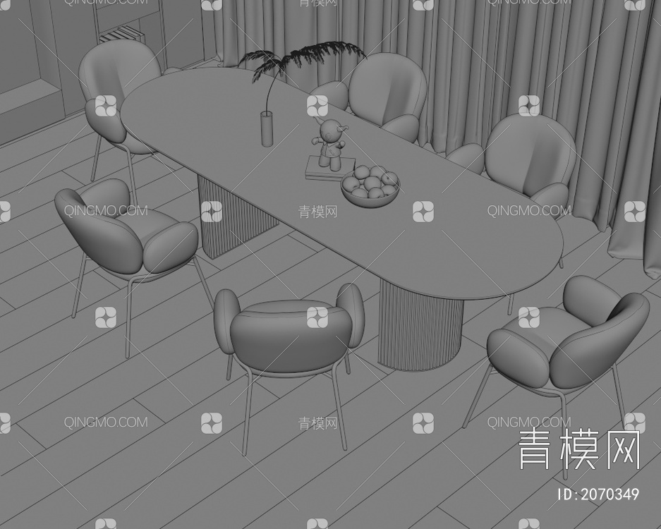 餐桌椅组合3D模型下载【ID:2070349】