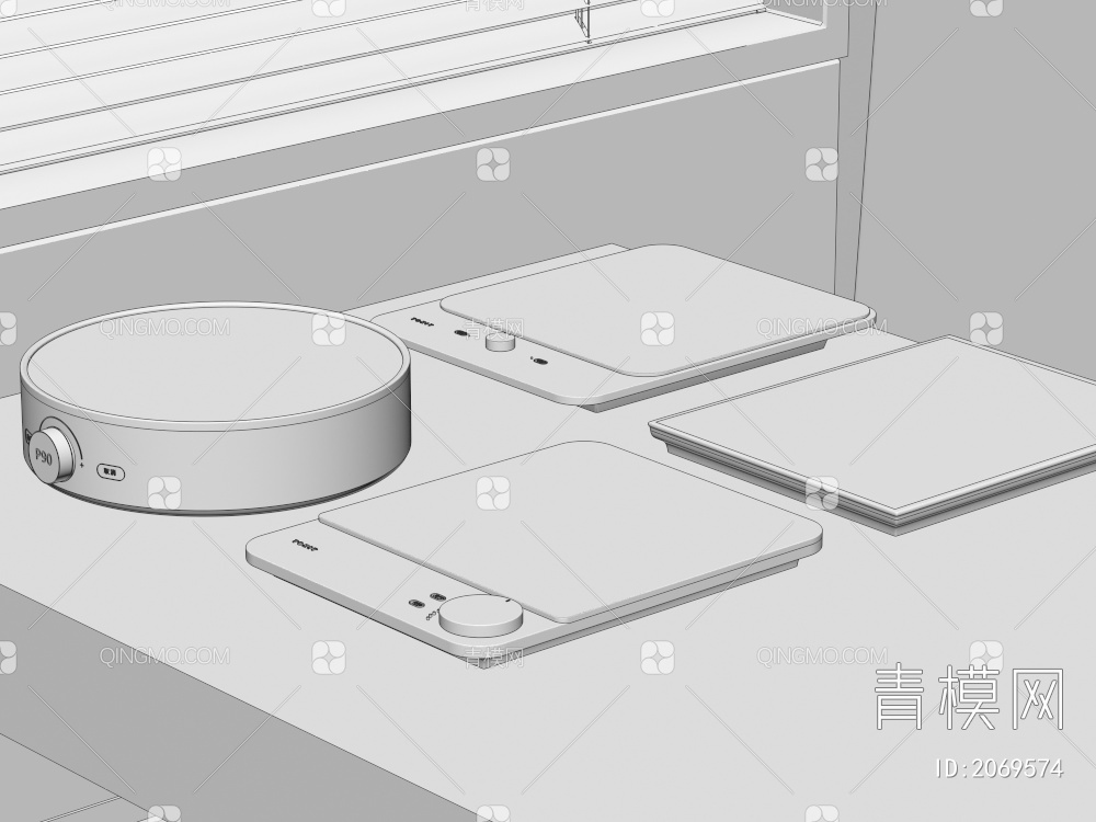 电磁炉组合3D模型下载【ID:2069574】