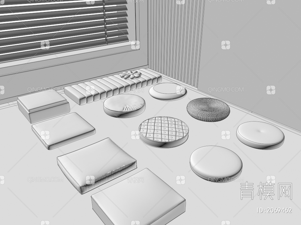 蒲团，坐垫，飘窗垫3D模型下载【ID:2069462】