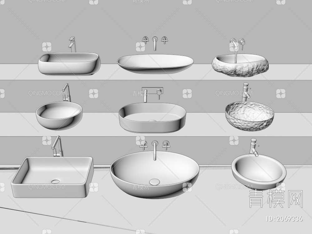 台盆，面盆，洗脸盆组合3D模型下载【ID:2069336】