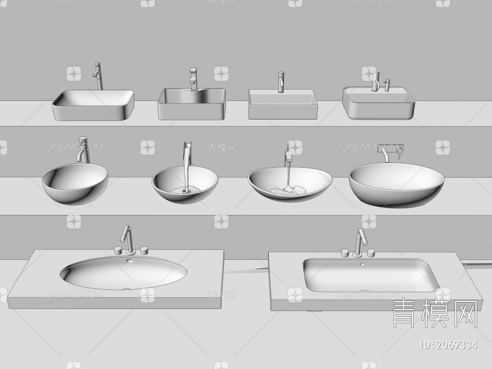 台盆，面盆，洗脸盆组合3D模型下载【ID:2069334】
