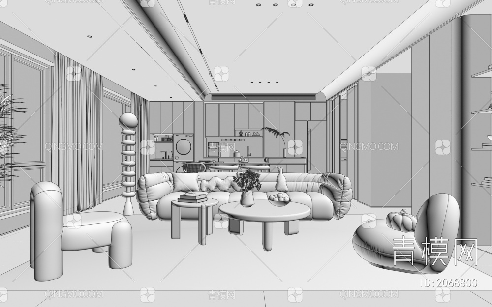 客餐厅3D模型下载【ID:2068800】