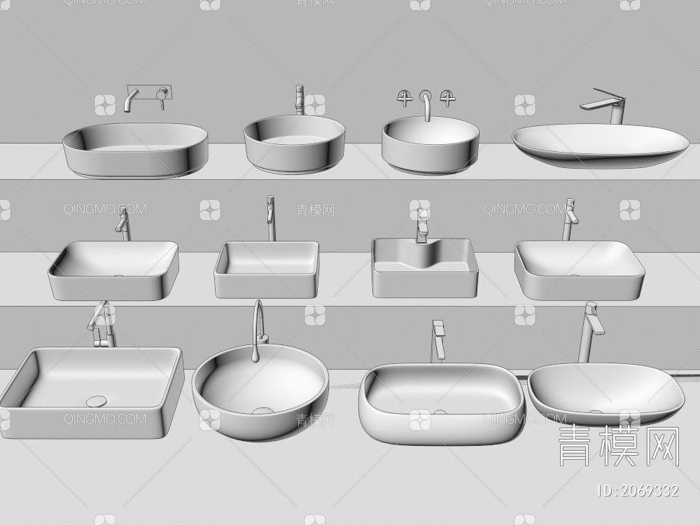台盆，面盆，洗脸盆组合3D模型下载【ID:2069332】