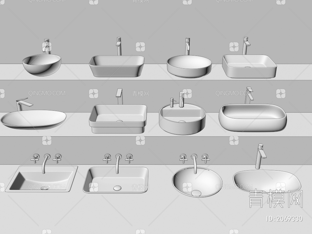 台盆，面盆，洗脸盆组合3D模型下载【ID:2069330】