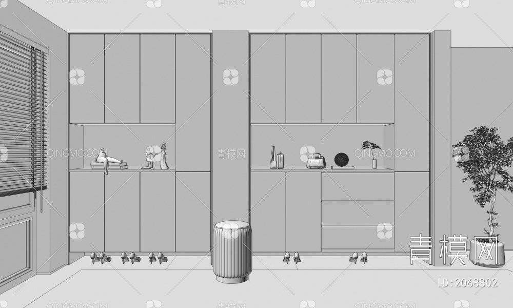 柜子 酒柜 整体柜 餐边柜 阳台柜 储物柜 入户玄关柜3D模型下载【ID:2068802】