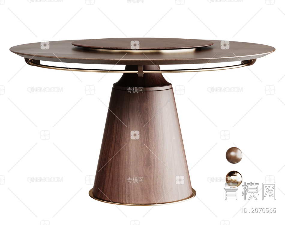 Minotti木纹圆形餐桌3D模型下载【ID:2070565】