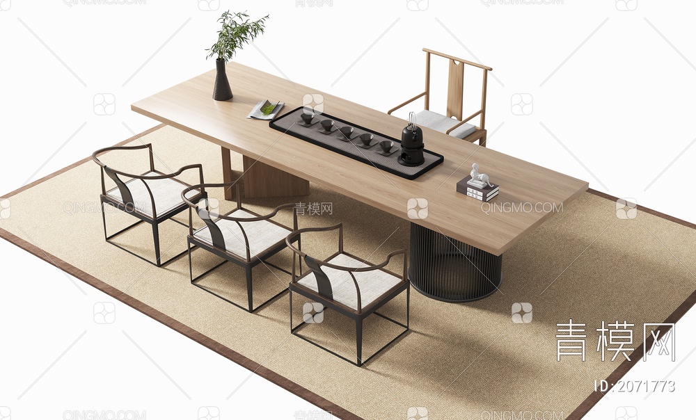 茶桌椅3D模型下载【ID:2071773】