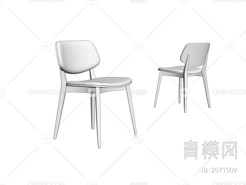 餐椅 布艺原木单椅3D模型下载【ID:2071009】