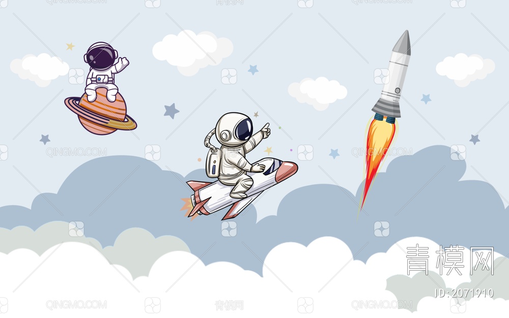 儿童卡通太空宇航员贴图下载【ID:2071910】