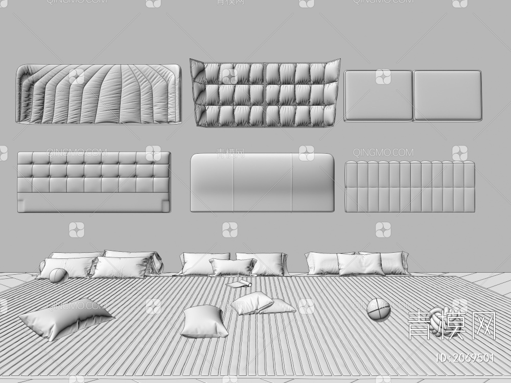 床头，床头床品3D模型下载【ID:2069501】