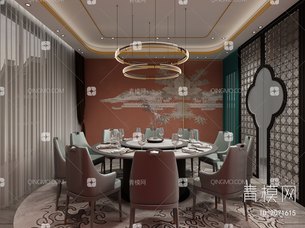 饭店餐厅包房3D模型下载【ID:2071615】