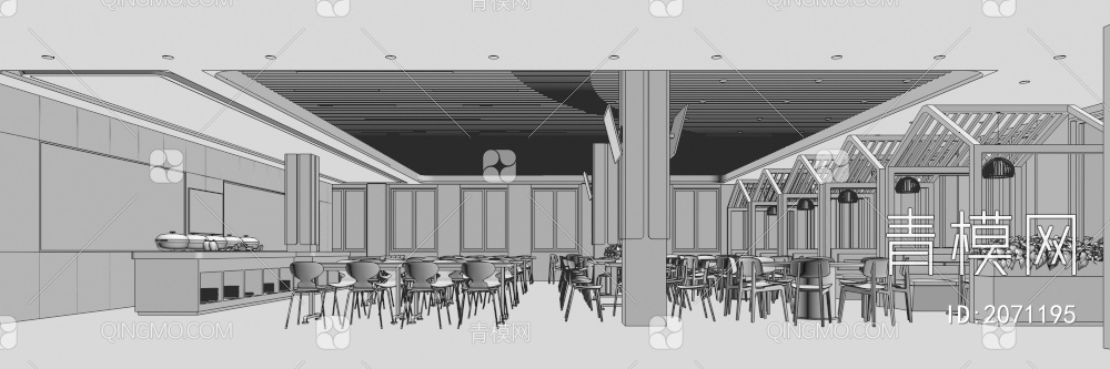 学校食堂3D模型下载【ID:2071195】