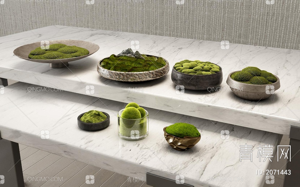 苔藓 绿植 盆栽装饰3D模型下载【ID:2071443】