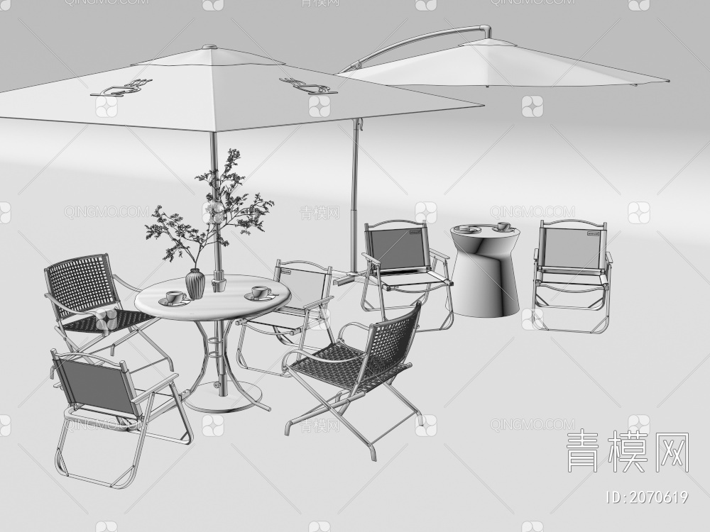 户外棚，休闲桌椅3D模型下载【ID:2070619】