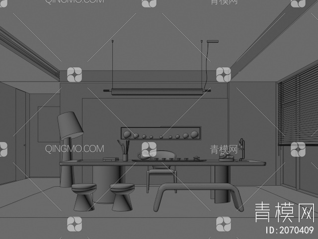 茶室 书房3D模型下载【ID:2070409】