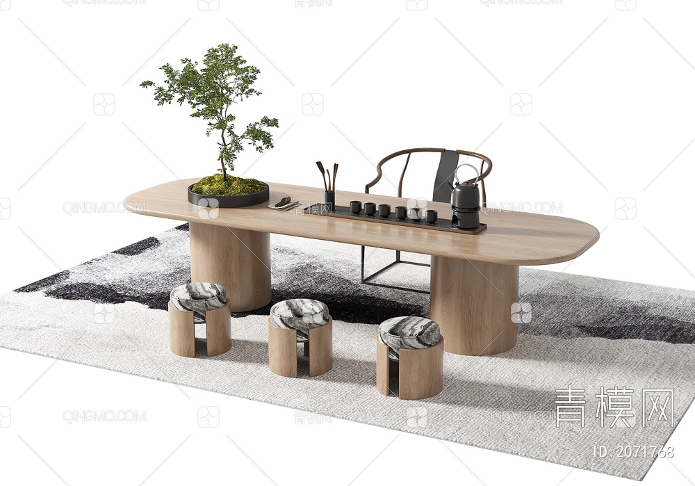 茶桌椅3D模型下载【ID:2071768】