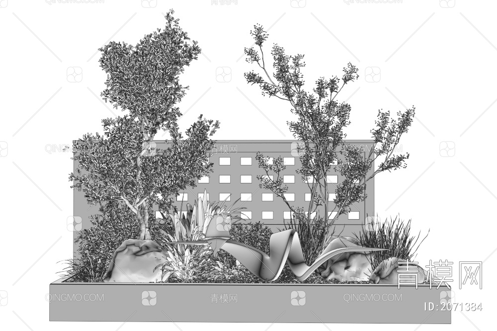 庭院小品_植物造型树3D模型下载【ID:2071384】
