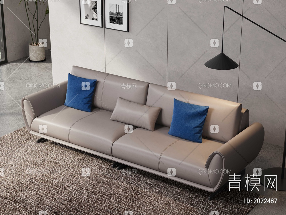 极简高端四人位沙发3D模型下载【ID:2072487】