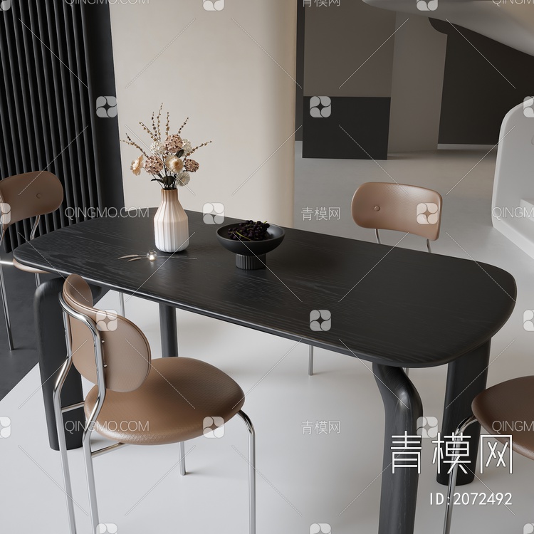 餐桌椅组合 饰品 摆件3D模型下载【ID:2072492】