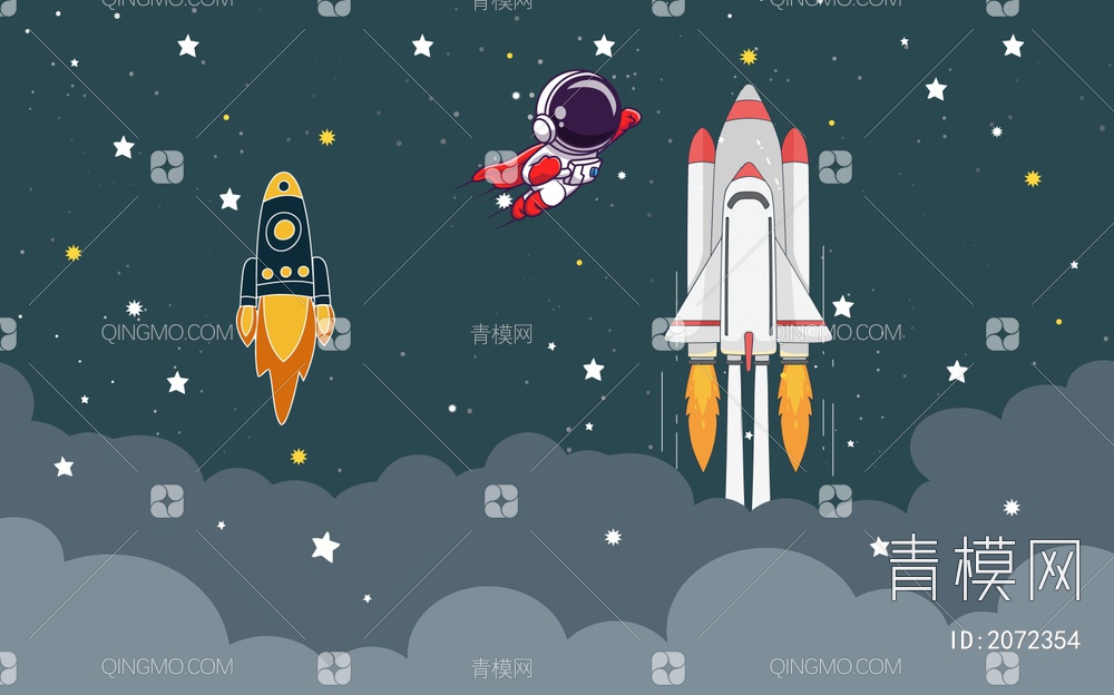 儿童卡通太空飞机宇宙背景贴图下载【ID:2072354】