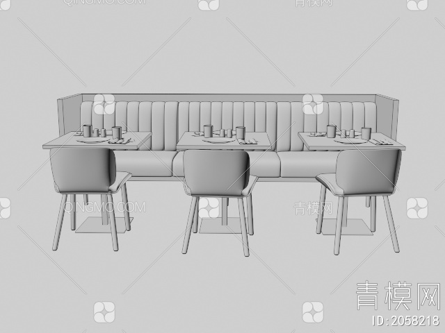 餐厅卡座3D模型下载【ID:2058218】