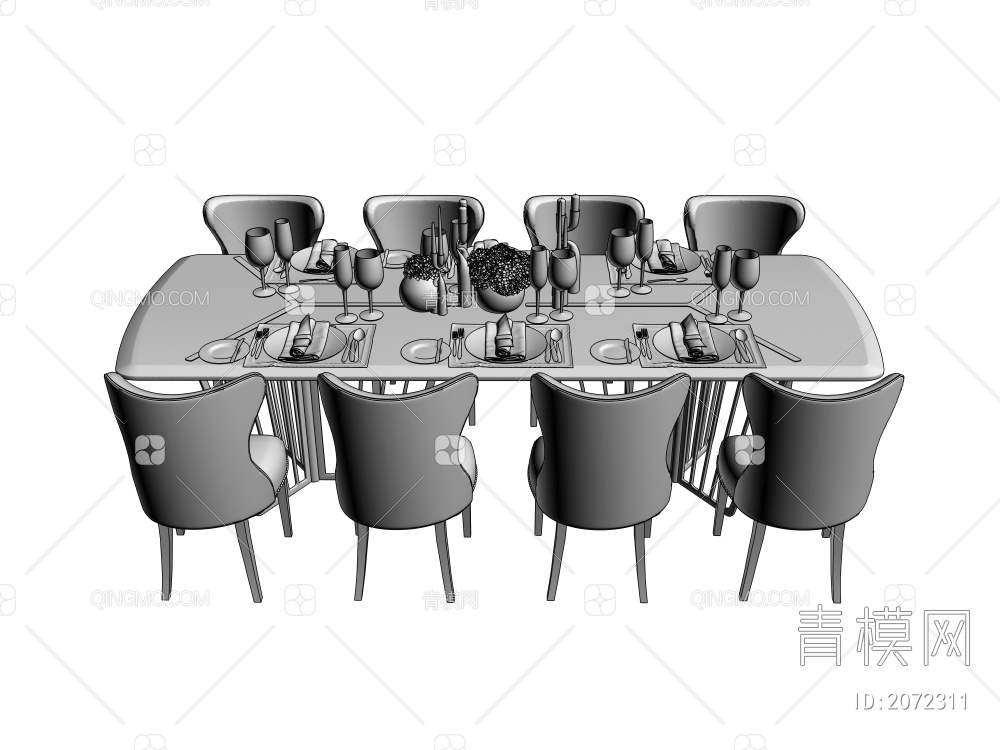 餐桌椅组合3D模型下载【ID:2072311】