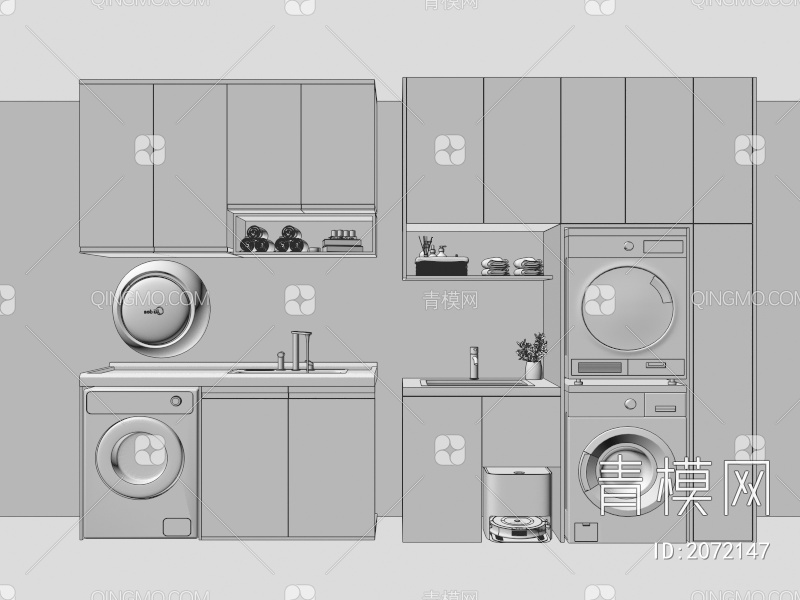 洗衣机柜3D模型下载【ID:2072147】