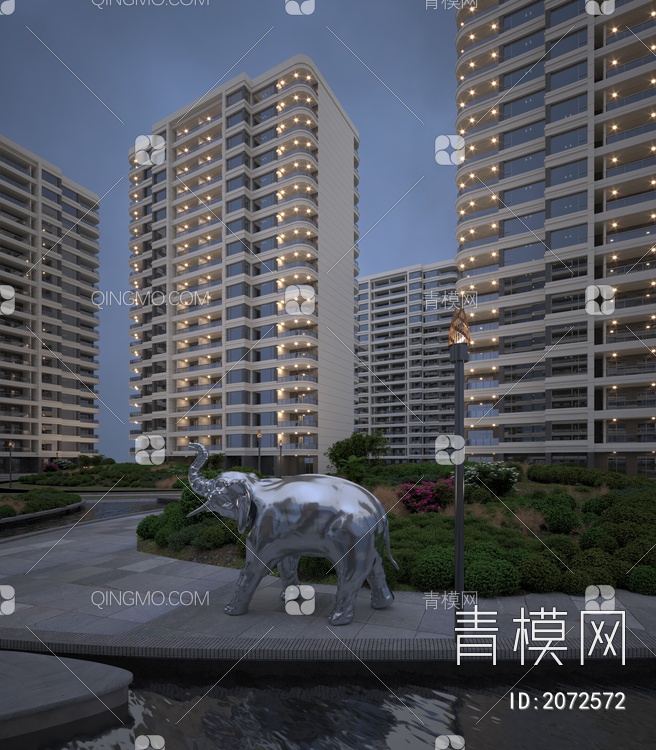 住宅小区3D模型下载【ID:2072572】