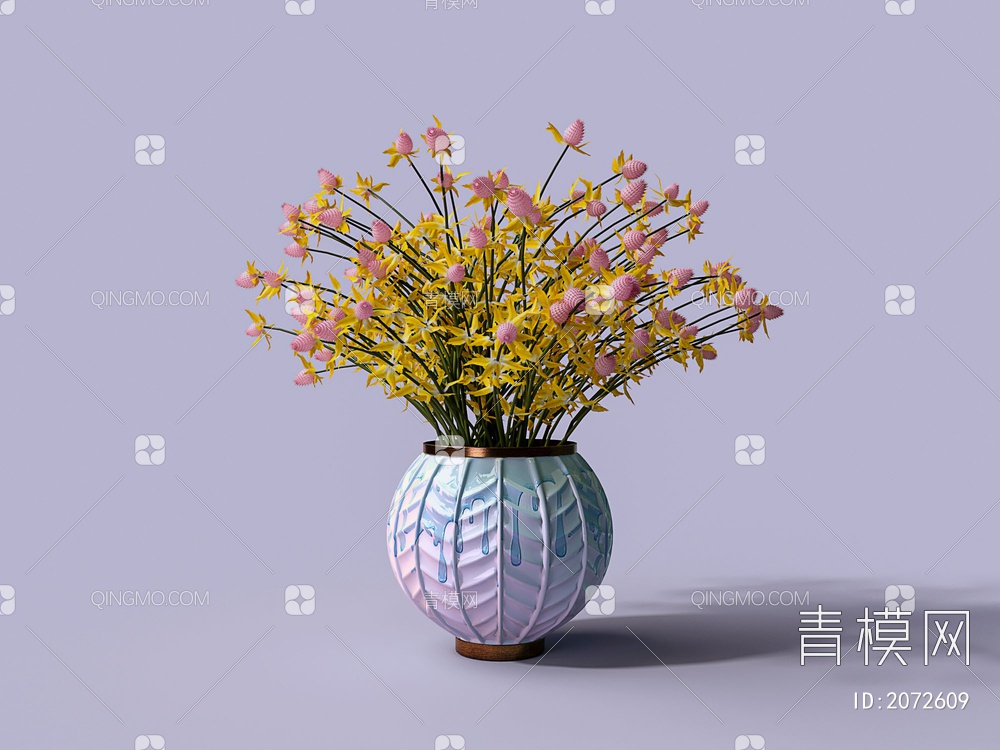 荆棘花陶瓷滴水花瓶3D模型下载【ID:2072609】