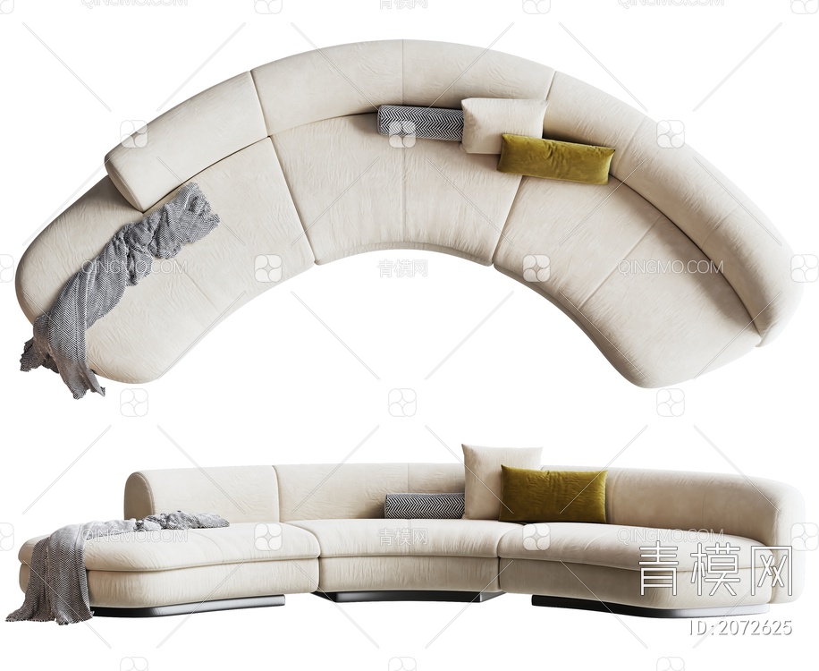 多人沙发 异型沙发 弧形沙发3D模型下载【ID:2072625】