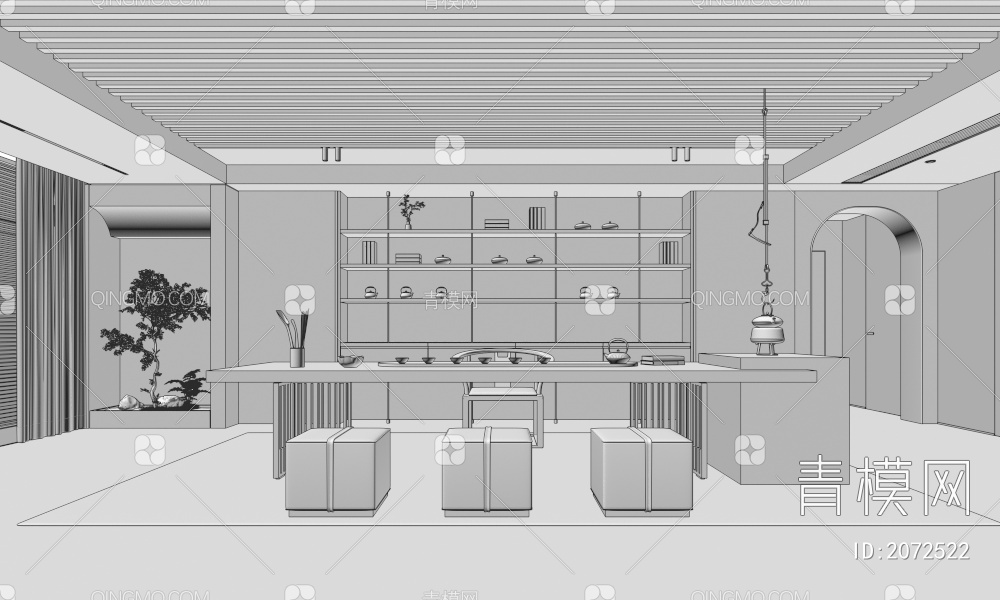 茶室，会客室，书房3D模型下载【ID:2072522】