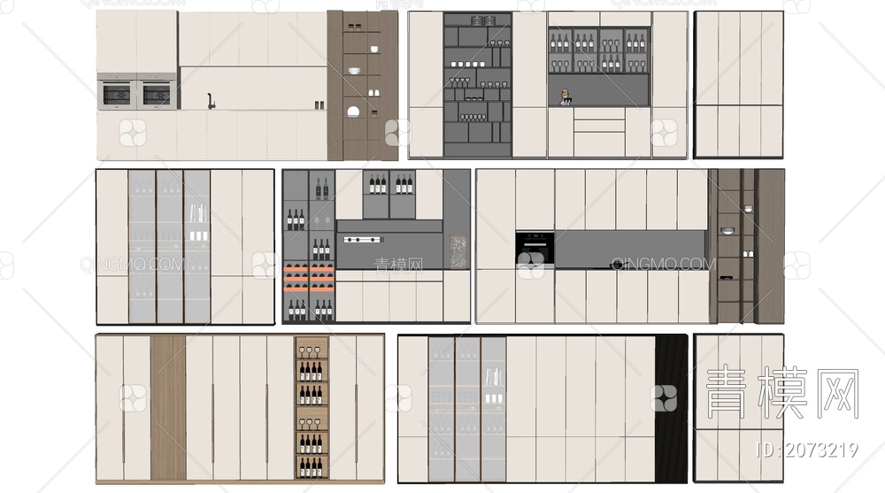 餐厅酒柜SU模型下载【ID:2073219】