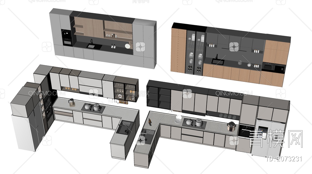 厨房橱柜SU模型下载【ID:2073231】