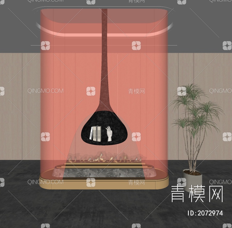 渐变玻璃壁炉隔断SU模型下载【ID:2072974】