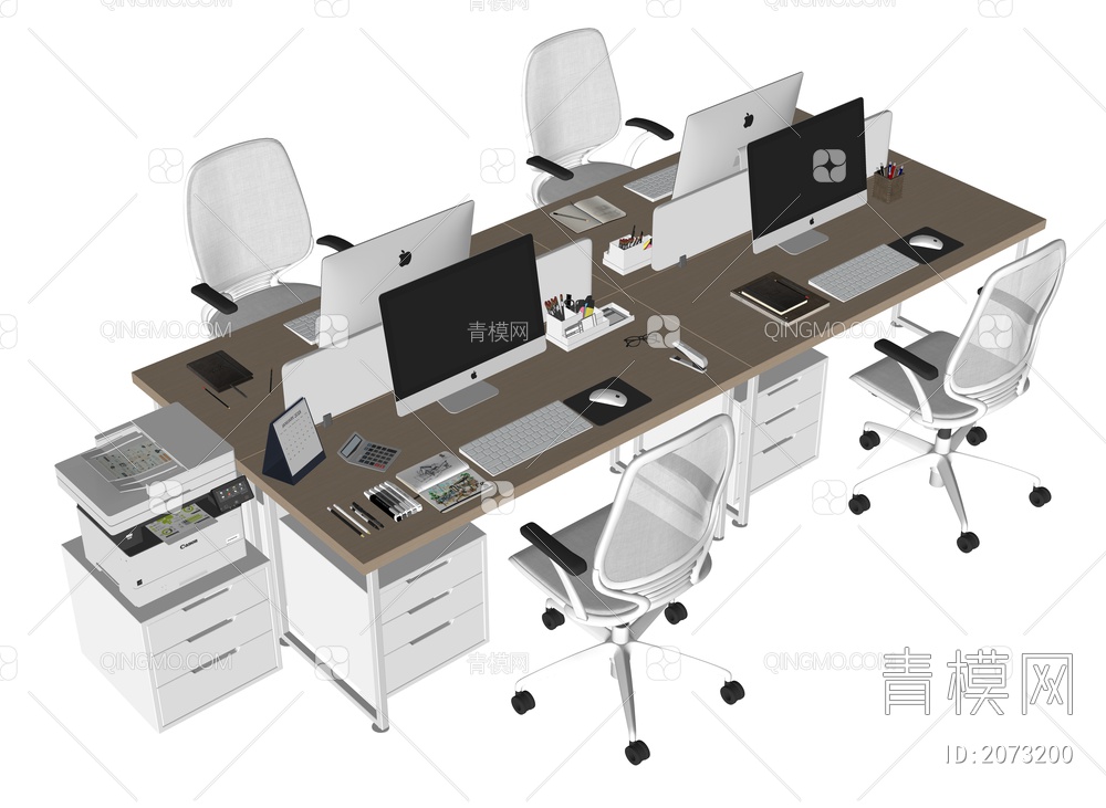 办公桌椅SU模型下载【ID:2073200】