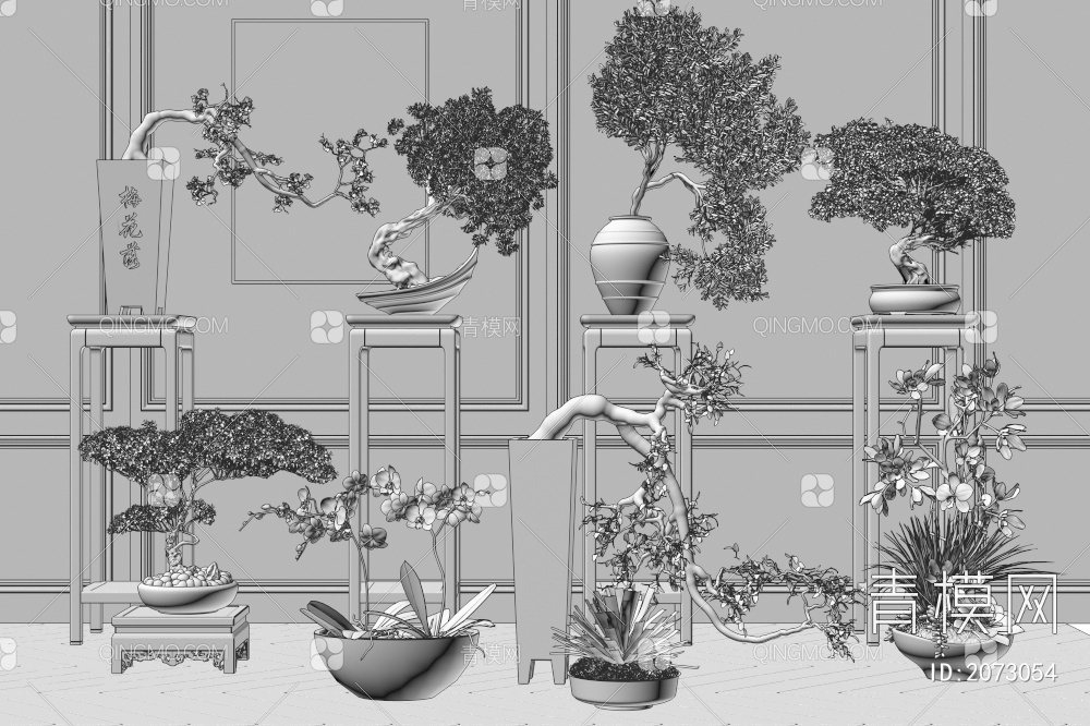 盆栽3D模型下载【ID:2073054】