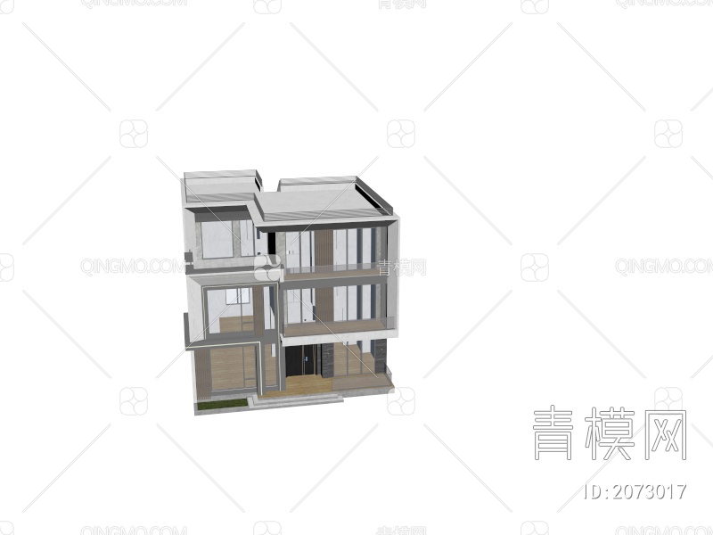 三层独栋别墅3D模型下载【ID:2073017】
