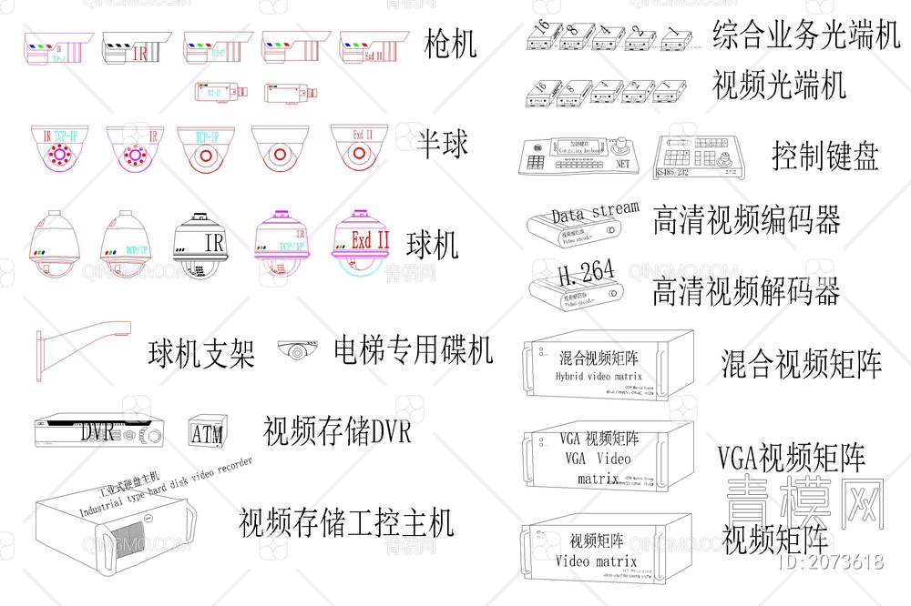 弱电智能化模块图例符号标志图块图库合集【ID:2073618】