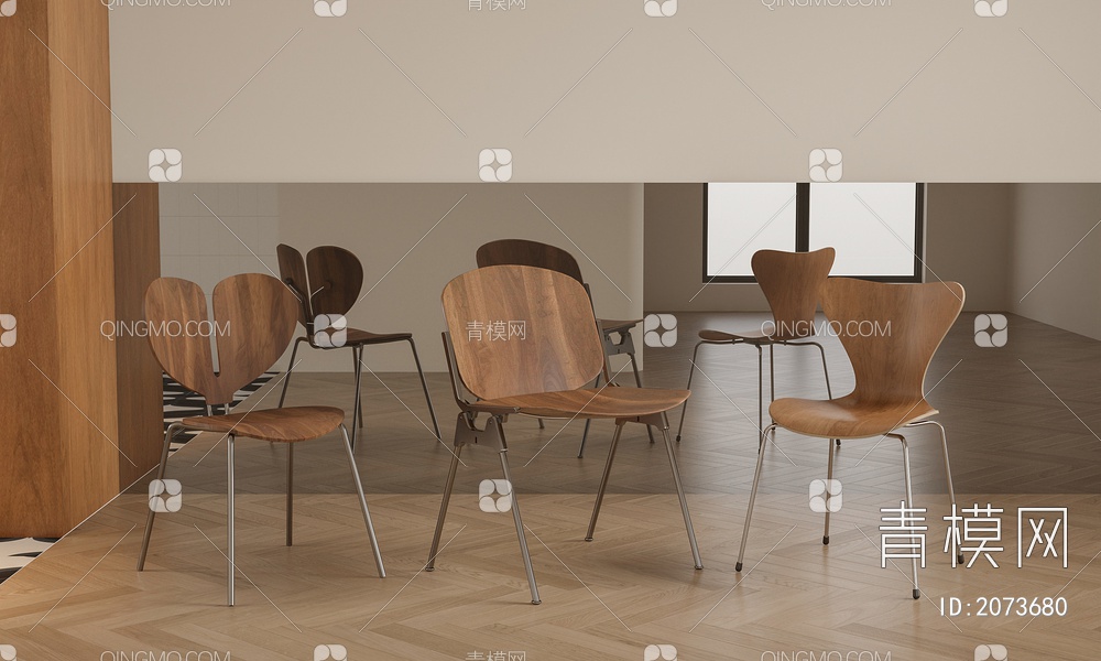 蚂蚁椅组合3D模型下载【ID:2073680】