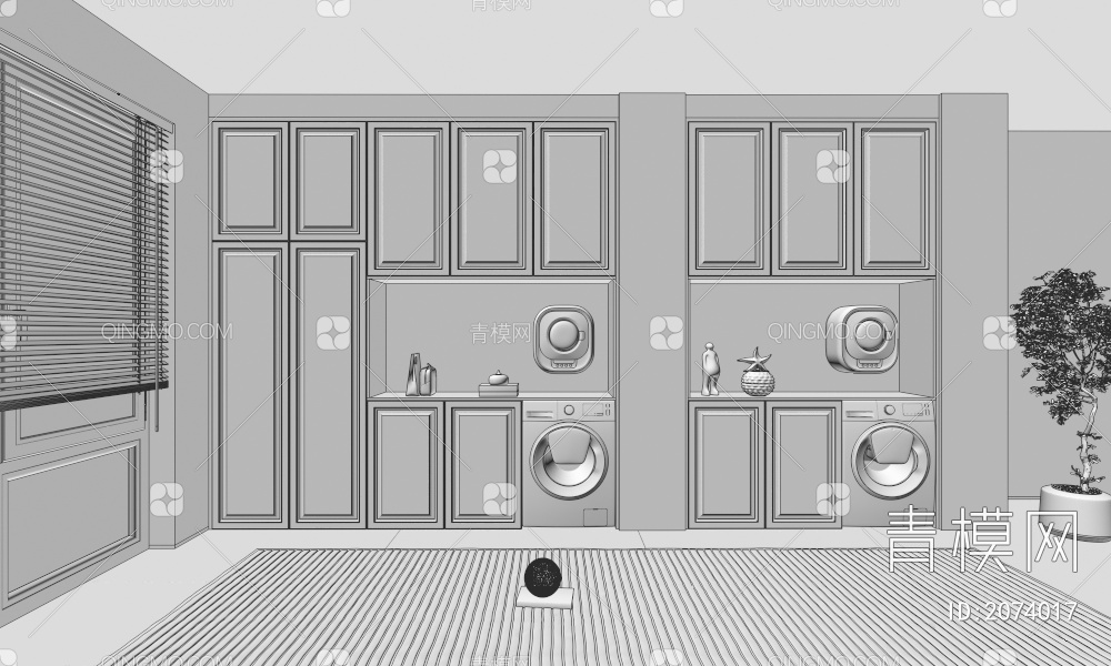 阳台洗衣机柜 一体化洗衣机烘干机3D模型下载【ID:2074017】